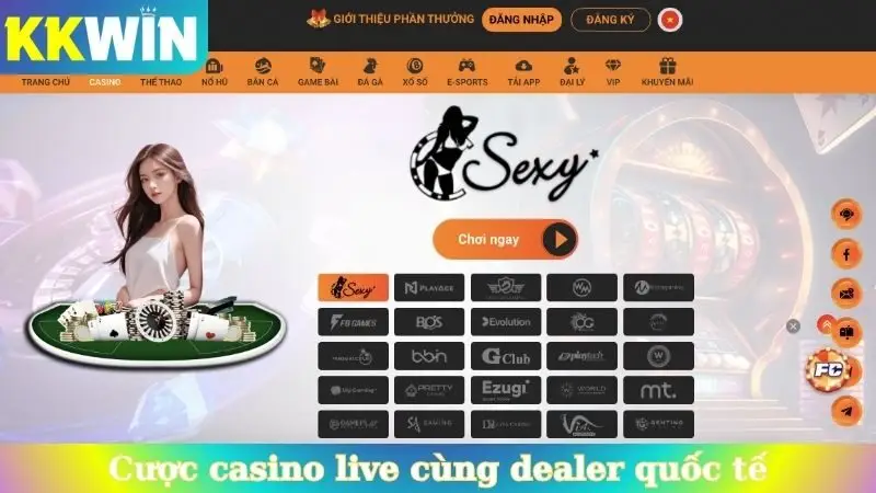 Cược casino live cùng dealer quốc tế